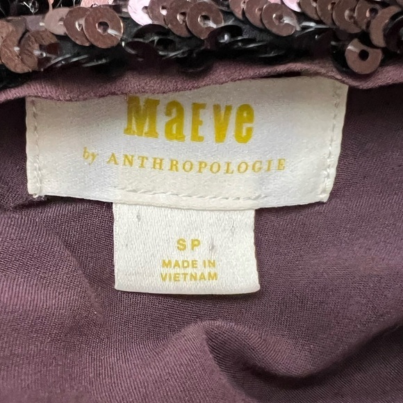 Anthropologie Maeve Women Kara Sequined Brown Mini Cocktail Dress Size SP - Picture 8 of 10